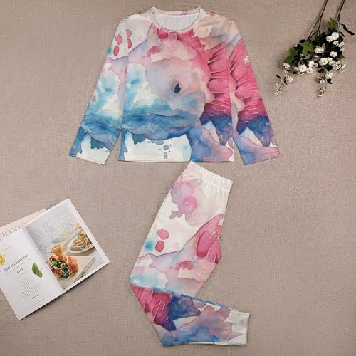 Watercolor Pink AxolotlBoys Casual Comfort Pajamas, Long Sleeve Pajama Set150CM3