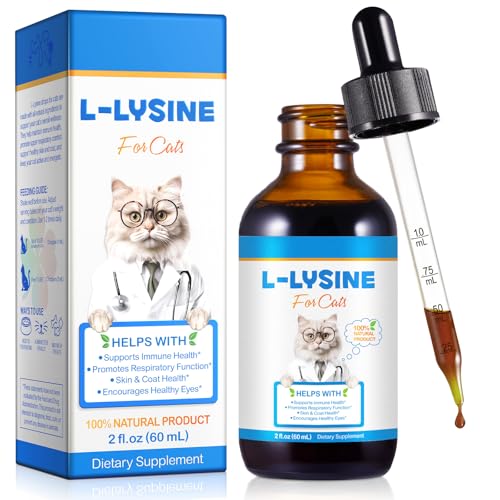 Gatos L-lisina gotas de 60 ml – Apoyo natural para la salud ocular y respiratoria | Sabor a pollo | Sin cereales y sin gluten | Con extractos de hierbas y vitaminas | Contra la fiebre lagrimal