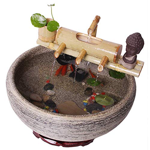 RJYYYDSO Fuente de bambú, Fuente de Agua Feng Shui, Fuente de Agua para Exteriores, jardín japonés, esculturas con caño y Bomba, estatuas, decoración del hogar, Artes(30 centímetros