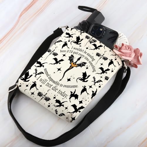 BDPWSS Dragon Lover Crossbody Bag I Will Not Die Today Dragon Rider Handbag Fantasy Reader Gift4