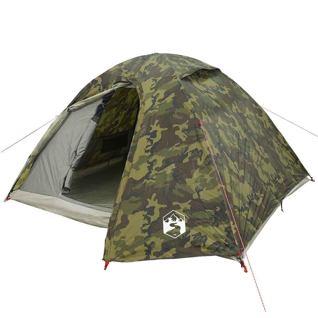 vidaXL Camping Tent Dome 4-Person, Dome Tent for 4, Lightweight Instant Tent for Outdoor Picnic Hiking Backpacking Garden, Camouflage Waterproof