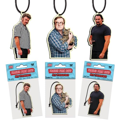 Trailer Park Boys Funny Car Air Freshener 3 PACK - Three Funny Hanging Car Air Freshener, Ricky, Julian, Bubbles - Funny Car Accessories for Men & Women