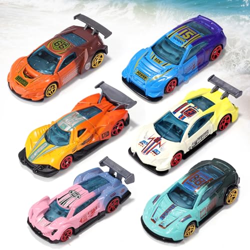 Sinbana 6 Jouets Bain Voitures Changeant Couleur pour Enfants 4 à 8 Ans, Jouets Amusants Eau Piscine Plage Cadeaux Fête Thème Voitures Remplisseurs Sacs Cadeaux...