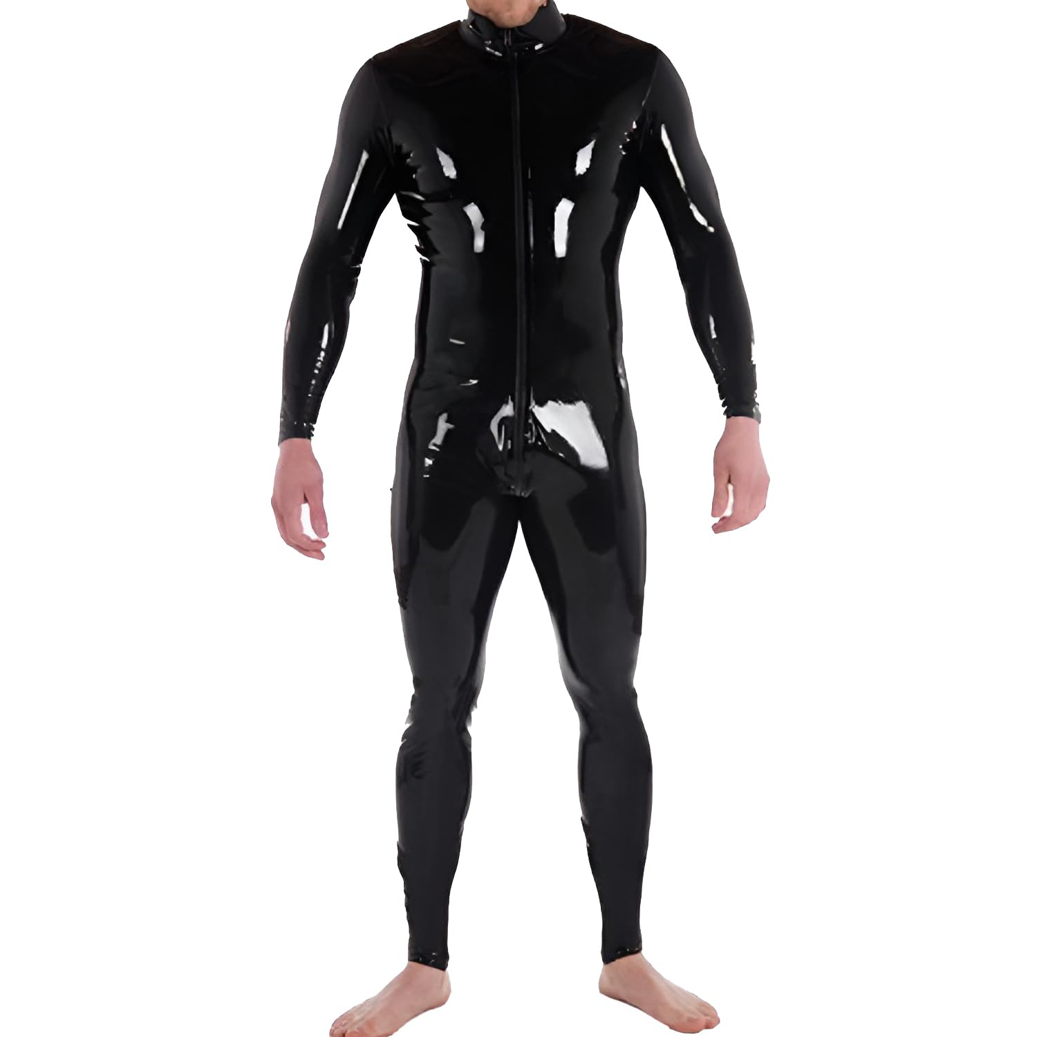 Combinaison en Latex Homme avec Fermeture éclair sur le Devant,Catsuit Classique en Latex Caoutchouc Faite à Main