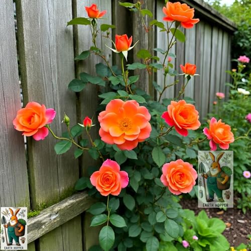 Image of Climbing Rose Hybrid Seeds Pack - Large Flowers- 70 Easy-to-Grow Seeds for Vibrant Blooms, Suitable for All Indian Climates (ORANGE)