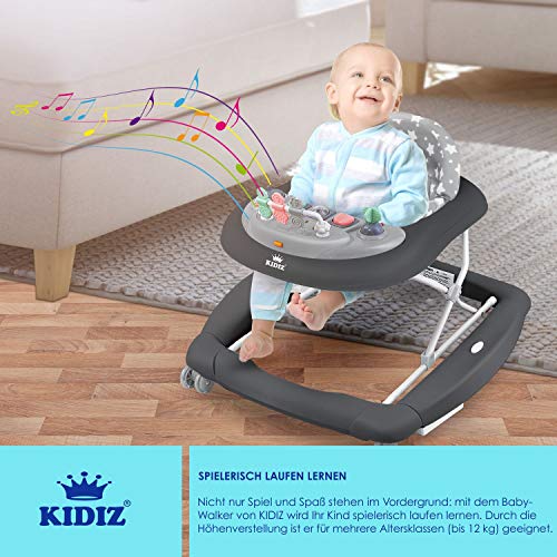KIDIZ® 4 en 1 Babywalker juego y andador, función de columpio hamaca con ruedas, luz, música, centro de juegos, mesa de comedor, silla para caminar bebés a partir de 6 meses - imagen 7