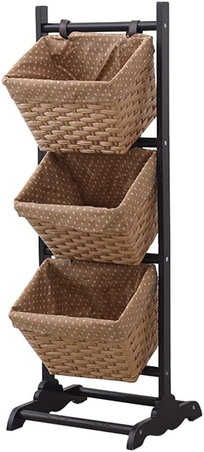 Panier de rangement étagère en bois brun à 3 niveaux pour organiser vos meubles