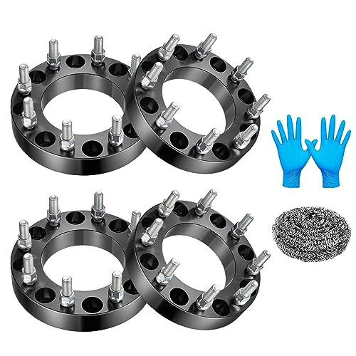 Image of BDFHYK 8x7 Wheel Spacers Thickness 1.5 inch (38mm) Compatible with Chevy 2011-2023 Silverado 2500 3500 HD Compatible with GMC Sierra 2500 3500 HD, 8x180 mm M14x1.5 & 125mm Hub Bore, Set of 4 No Lip