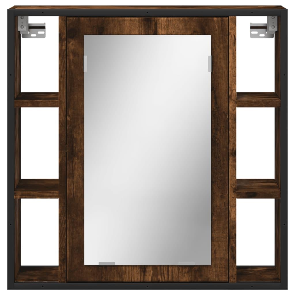 Générique Spiegelschrank für Badezimmer, Raucheiche, aus Holz, schlichtes Design mit Wandaufbewahrung für Toilettenartikel, klarer Spiegel, nicht verformt, für Make-up und Rasur