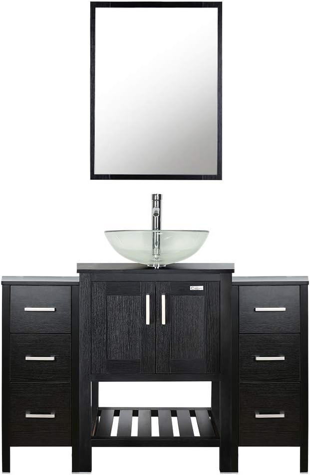 eclife 48" Bathroom Vanity Sink Combo Black W/Side