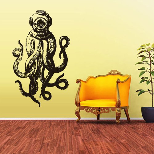 STICKERSFORLIFE Wall Vinyl Sticker Decals Decor Jellyfish Octopus Deep Sea Ocean Fish Scuba Tentacles (Z1589)