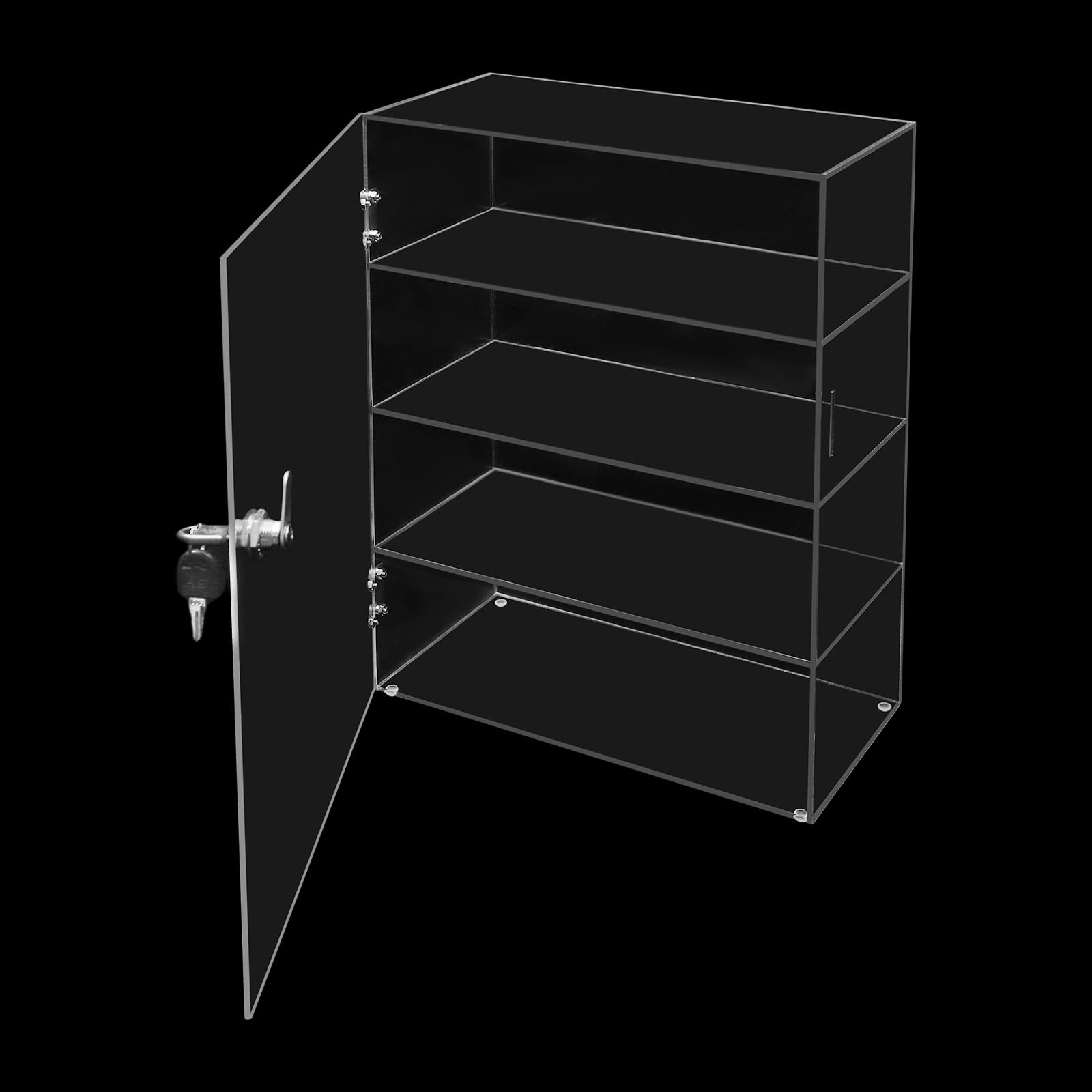 Acryl-Vitrine 30x15x40cm 4 Ebenen bis 12kg mit Schlüssel Transparenter Aufbewahrungsschrank