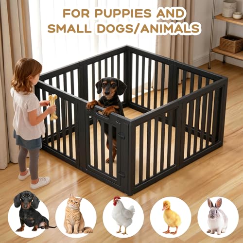 Image of Dog Playpen Indoor,Puppy Playpen,Black 23.6 inch H, 8 Panels | Dog Play Pen Indoors with Open View, Tool-Free Setup, Multi-Shape Setup, Dog Pen for Dogs, Cats & Puppies