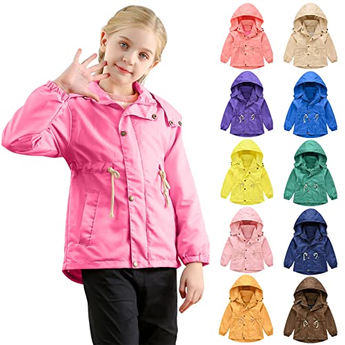 Rain Jacket for Girls Hooded Windbreaker Waterproof Toddler Zip raincoat Fall Winter Lightweight Outerwear Coat