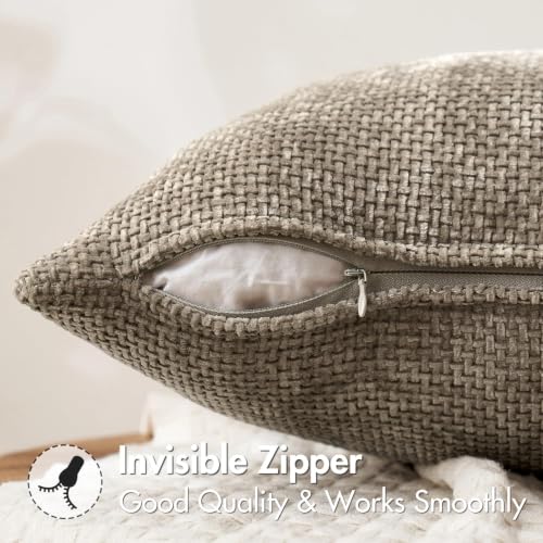 Image of MIULEE Decorative Neutral Khaki Euro Sham Pillow Covers 26x26 Inch 2 Pack