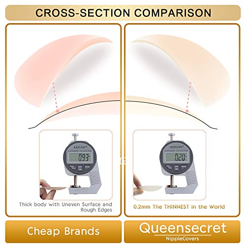 queensecret 3.14 inch Best Size World Thinnest Nippleless Covers Reusable Adhesive Invisible Silicone Pasties Nude-2 Pairs4