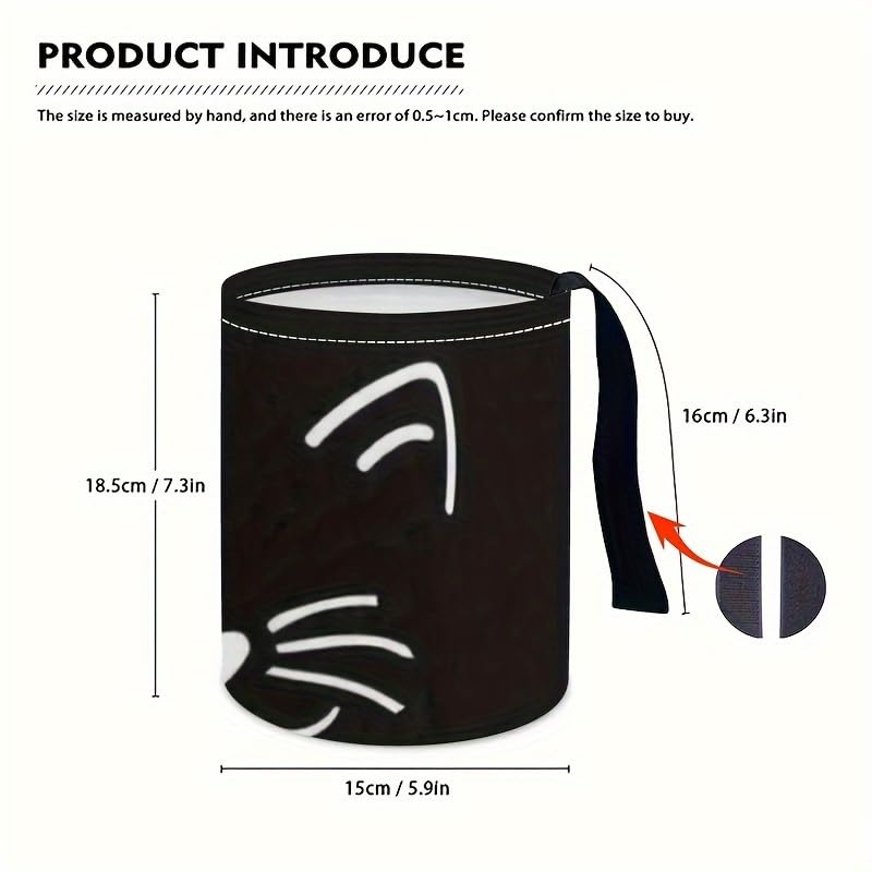 Image of Portable Reusable Waterproof Car Trash Bin, Multipurpose Vehicle Organizer, Road Trip Essentials, Polyester Canvas Material (Black Cat)