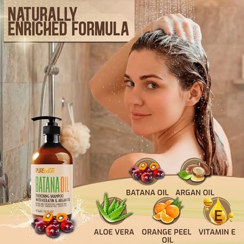Image of Batana Oil Shampoo - Sulfate Free Thickening Formula - Paraben Free Volumizing Shampoo for Thinning, Fine Hair - Professional Volume Boosting Salon Care for Women and Men with Thin Hair - 16 Fl Oz