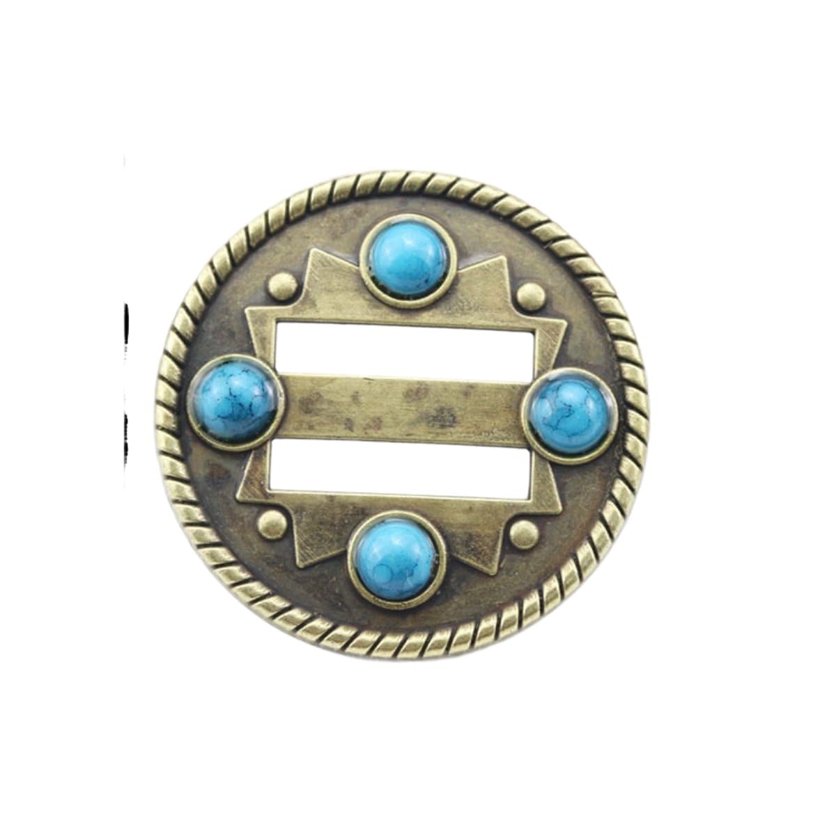 ROCKPOEM 12pcs Western Conchos with Imitation Turquoise, Decorative Screw Back Buttons for DIY Leathercraft, Vintage Buckle Accessories for Belts and Wallets Repair