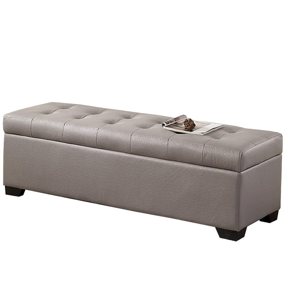 Canapé tabouret repose-pieds en tissu avec grande capacité coffre