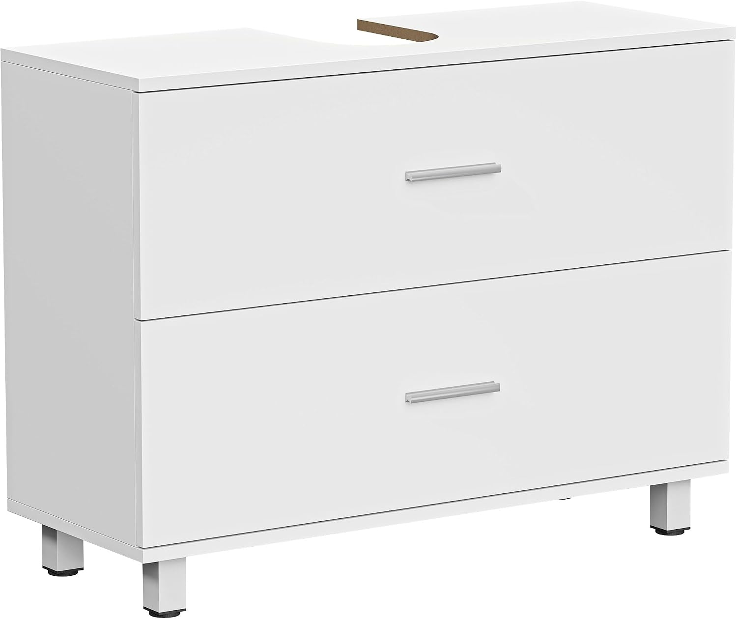 HOMCOM Mueble Bajo Lavabo, Mueble de Baño con 2 Cajones, Estilo Moderno, para Lavabo sin Pedestal, 80x30x60 cm, Blanco