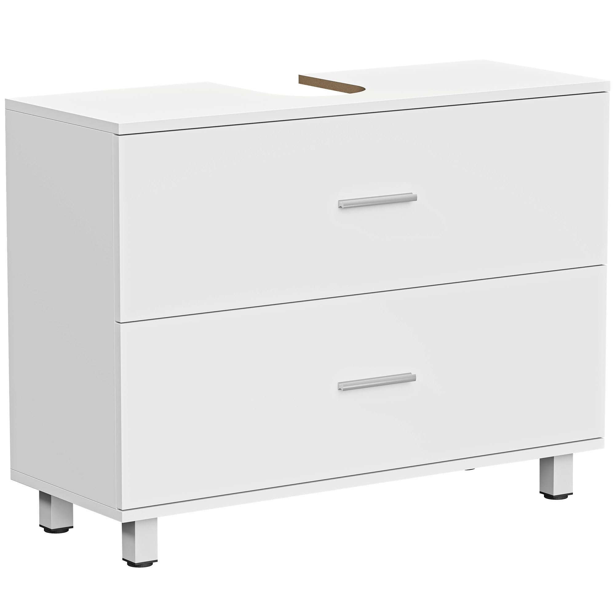 HOMCOM Meuble sous lavabo, Meuble de Salle de Bain avec 2 tiroirs, Armoire de Salle de Bains sous lavabo, Style Moderne, 80 x 30 x 60 cm, Blanc