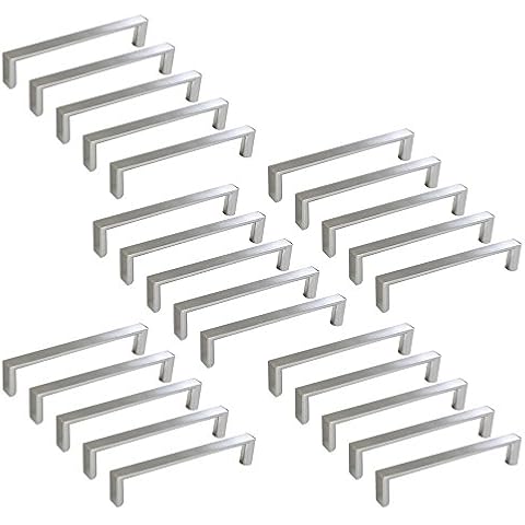 Emuca 9161151 Tirador para Mueble, Niquel Satinado, 128mm, Set de 25 Piezas Cover