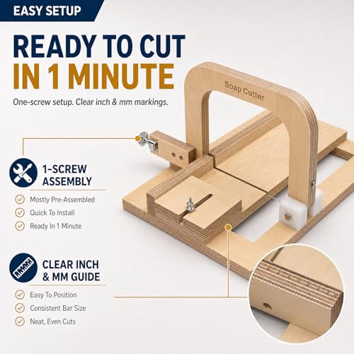 Image of Wooden Soap Cutter for Soap Making Supplies Adjustable Wire Slicer Cutting Tool Handmade