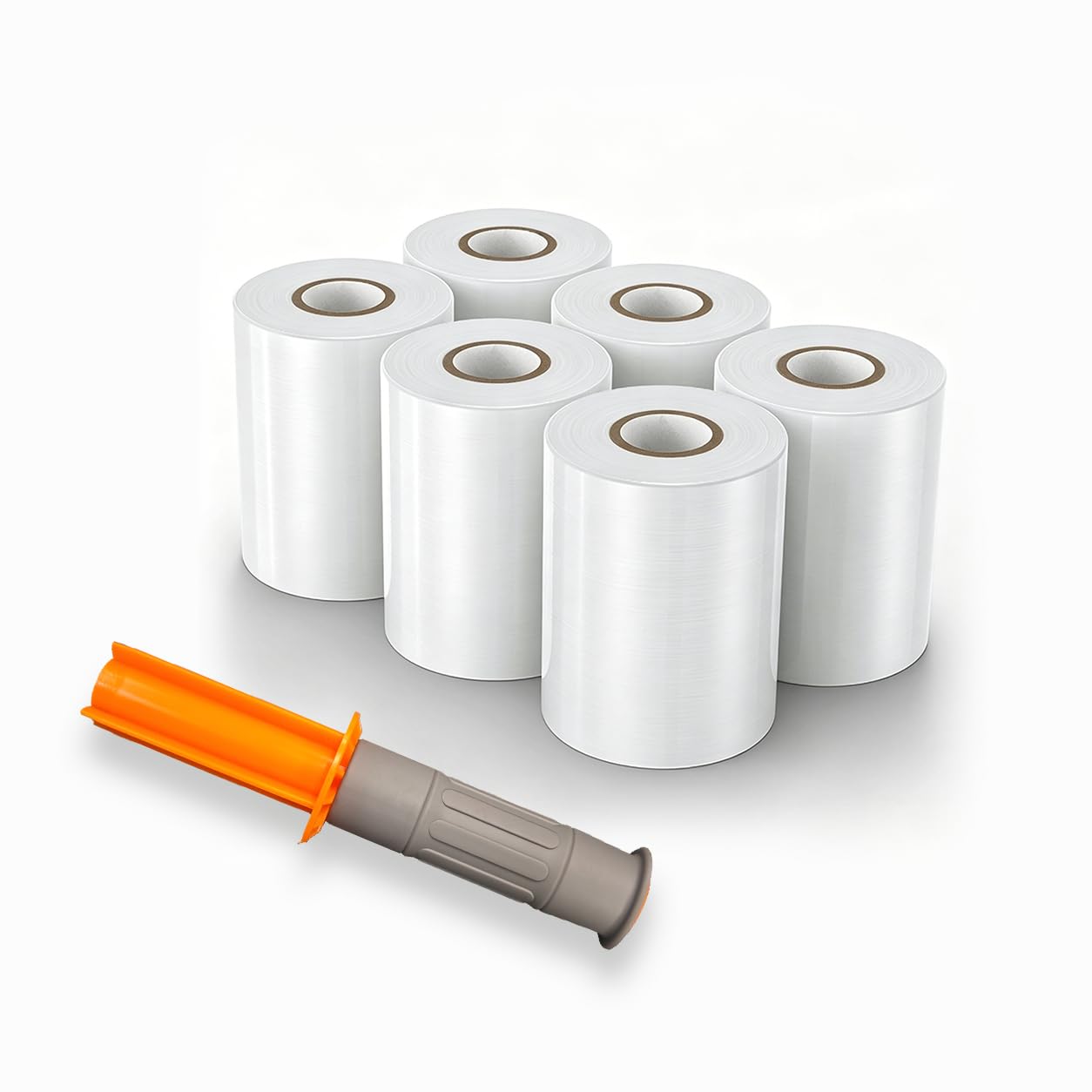 Mini-Stretchfolie mit Griff, transparent, 10 cm x 150 m, 23 Mikron, Verpackungsfolie für Pakete, Kartons, Schutz und Aufbewahrung, 6 Stück