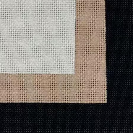 Image of KCS 3 pc of 15 inch x 18 inch(38cmx45cm) Counted Cross Stitch Cotton Aida Cloth Needlework Rolled Fabric Box,16CT,Antique White+Khaki+Black