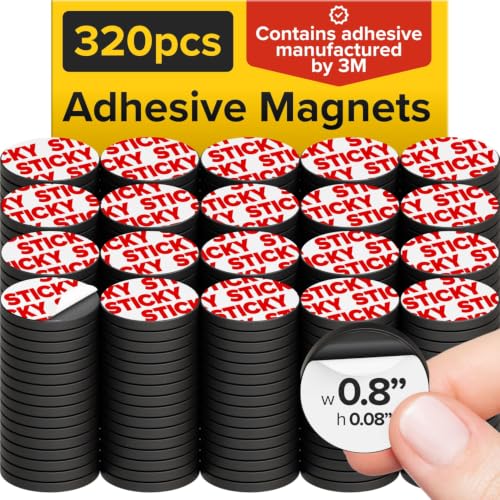 Sticky Flexible Adhesive Magnets for Crafts, 0.8"x0.08" (20x2mm), 320 pcs