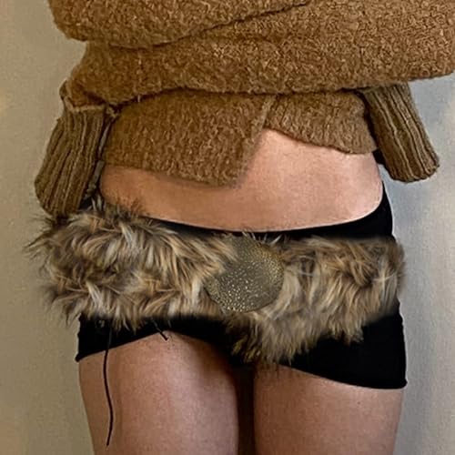 Elegant Women's Belt Waistband Metal Buckle Hairy Decorative Waist Belt With Furry Trim Detailing, Wide Waist Belt For Various Occasion4