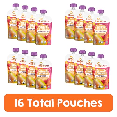HAPPY TOT Fiber & Protein,Stage 4, Pears Raspberry Squash Carrots, 4oz (16) - Image 4