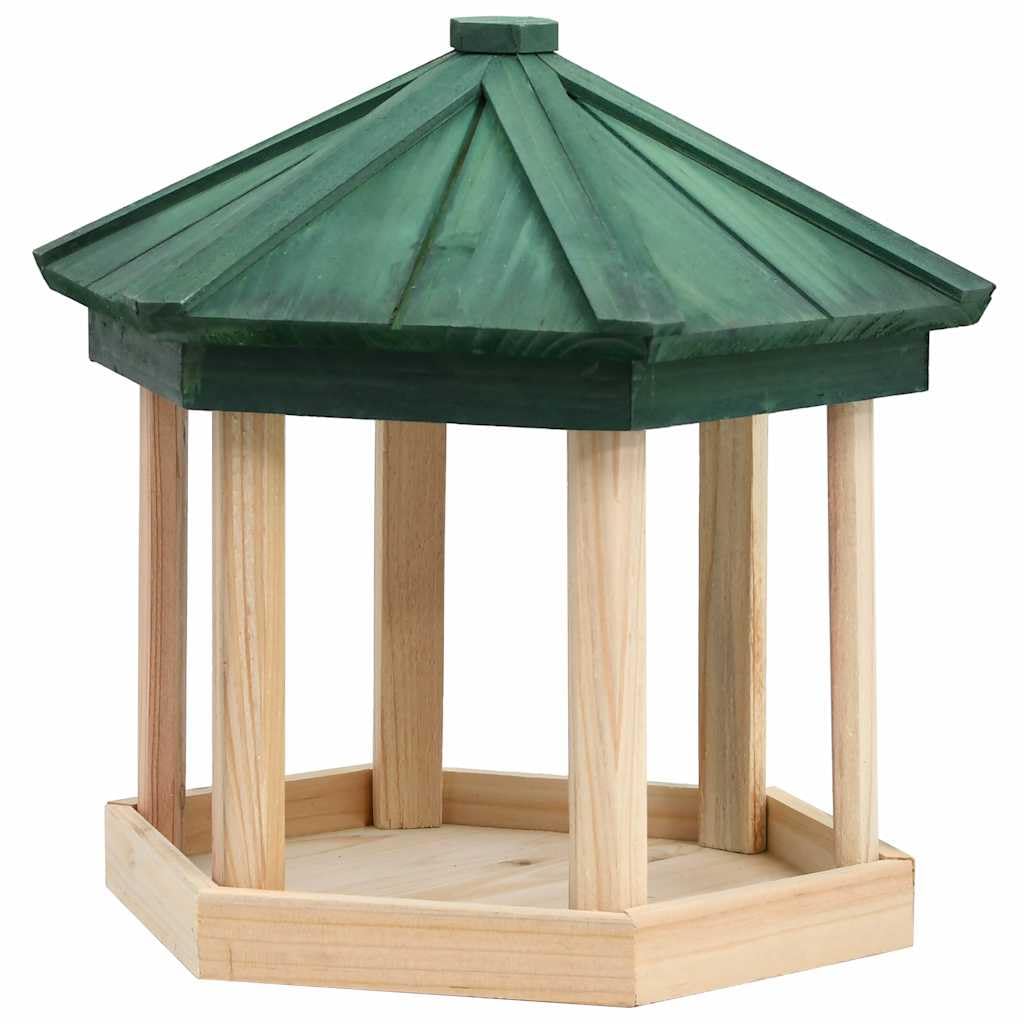 Vogelfutterhaus Achteck Tanne Massivholz 33x30 cm witterungsbeständiges Futterhaus für Wildvögel Garten Balkon