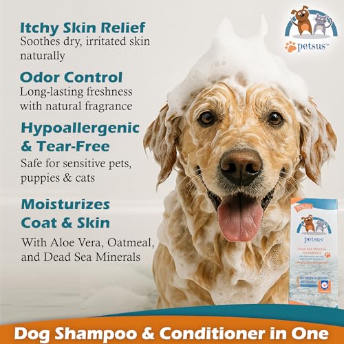 Image of Anti-Itch Relief Dog & Cat Shampoo + Conditioner with Dead Sea Minerals, Hypoallergenic for Sensitive & Allergic Skin, Natural Deodorizing Coat Wash, 15 fl oz