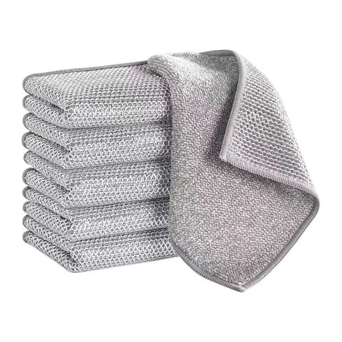 10 paños de cocina de alambre antiarañazos, paños de limpieza de lana de acero, trapos de cocina antiarañazos, estropajos multiusos de metal, toalla de cocina multifuncional plateada, para fregar
