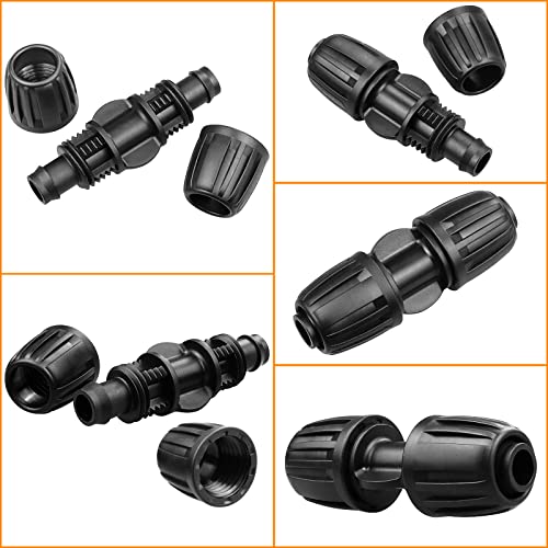 Joypro Drip Irrigation Fittings For 1/2 Inch Tubing (0.60"-0.63" Od), 12 Pieces Barbed Coupling Drip Parts Locked Coupler Connectors, Drip Line Nuts Connectors For 1/2" Drip Irrigation Hose (13Mm Id) #TOP4