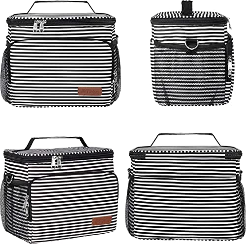 Insulated Lunch Bag For Women/Men - Reusable Lunch Box For Office Work School Picnic Beach - Leakproof Cooler Tote Bag Freezable Lunch Bag With Adjustable Shoulder Strap For Kids/Adult-Stripe #TOP7