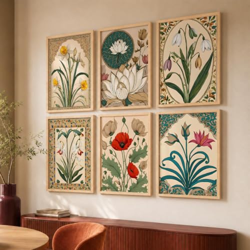 Image of kotart Premium Digital Madhubani Art Paintings with Frame for Home Decor - Wall Painting Bedroom Living Room Hotel - Pack of 6 (14X20 Inch, decoration)