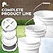 5-Gallon White Bucket Pail with Gamma Seal Screw on Airtight Lid, Heavy-Duty 90MIL Extra Durable, Food Grade, Metal Handles with Plastic Grip for Easy Carrying, Easy Stack & Store, BPA Free - 3 Pack