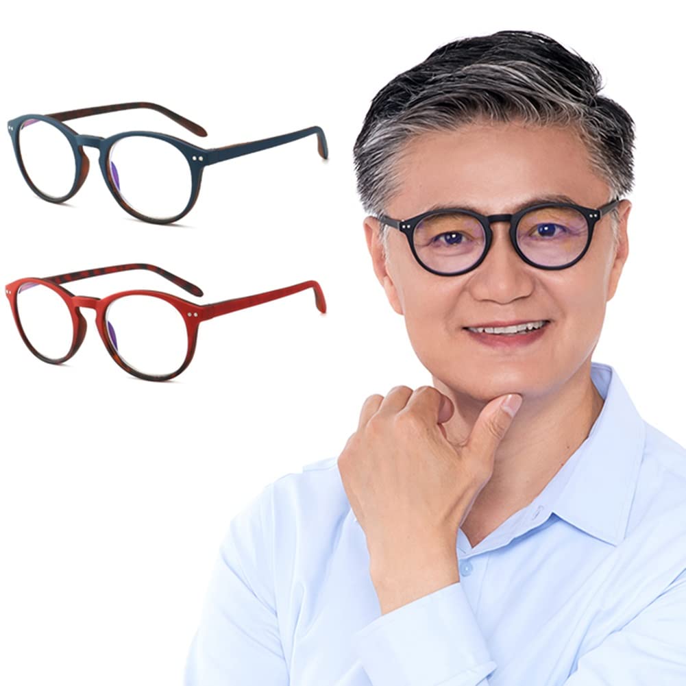 Okulary Do Czytania Blokujące Niebieskie Światło Ze Sprężynowym Zawiasem Dla Kobiet I Mężczyzn, Zabytkowe Okrągłe Okulary Do Czytania, Okulary Przeciwzmęczeniowe/Przeciwzmęczeniowe/Black/2.5