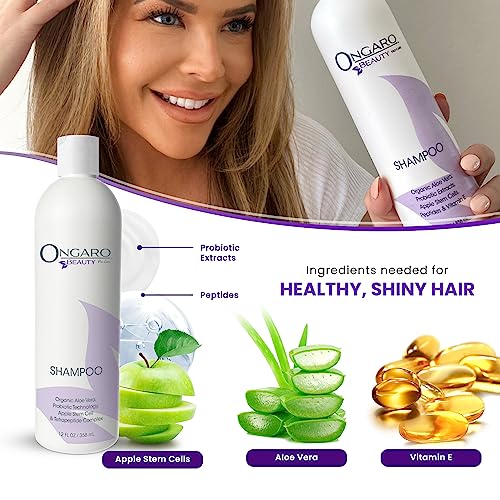 Ongaro Beauty Hydrating Shampoo W/Organic Aloe Vera, Probiotic Extracts, Peptides, & Apple Stem Cells, Promotes Healthy Hair Growth For Dry, Oily, & Colored Hair, No Parabens Or Sulfates, 12 Fl Oz #TOP2