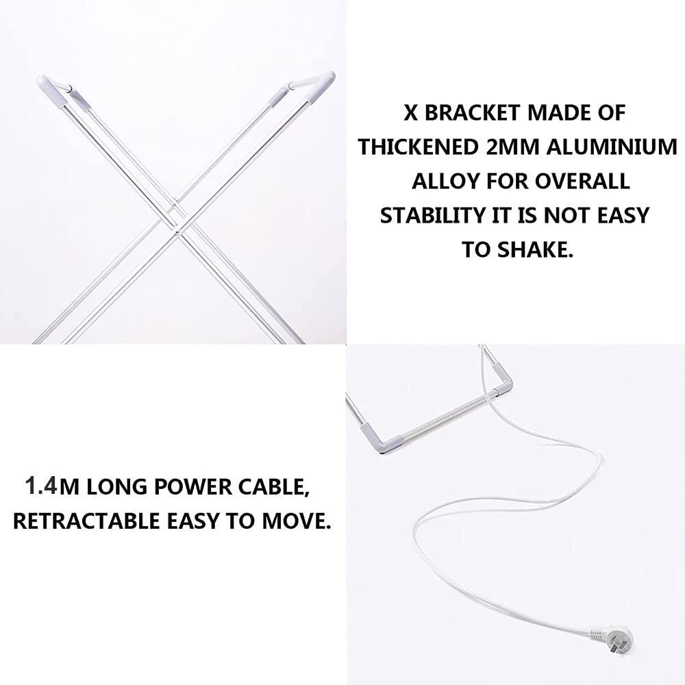 ZJIEX 50Hz/230W Stendibiancheria Elettrico Pieghevole, Stendino Elettrico Asciugabiancheria, Basso Consumo, Alimentazione Impermeabile