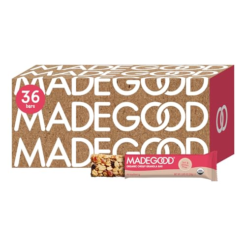 Image of MadeGood Strawberry Chewy Granola Bars, 36 Pack, 0.85 oz Each, Snack Bars
