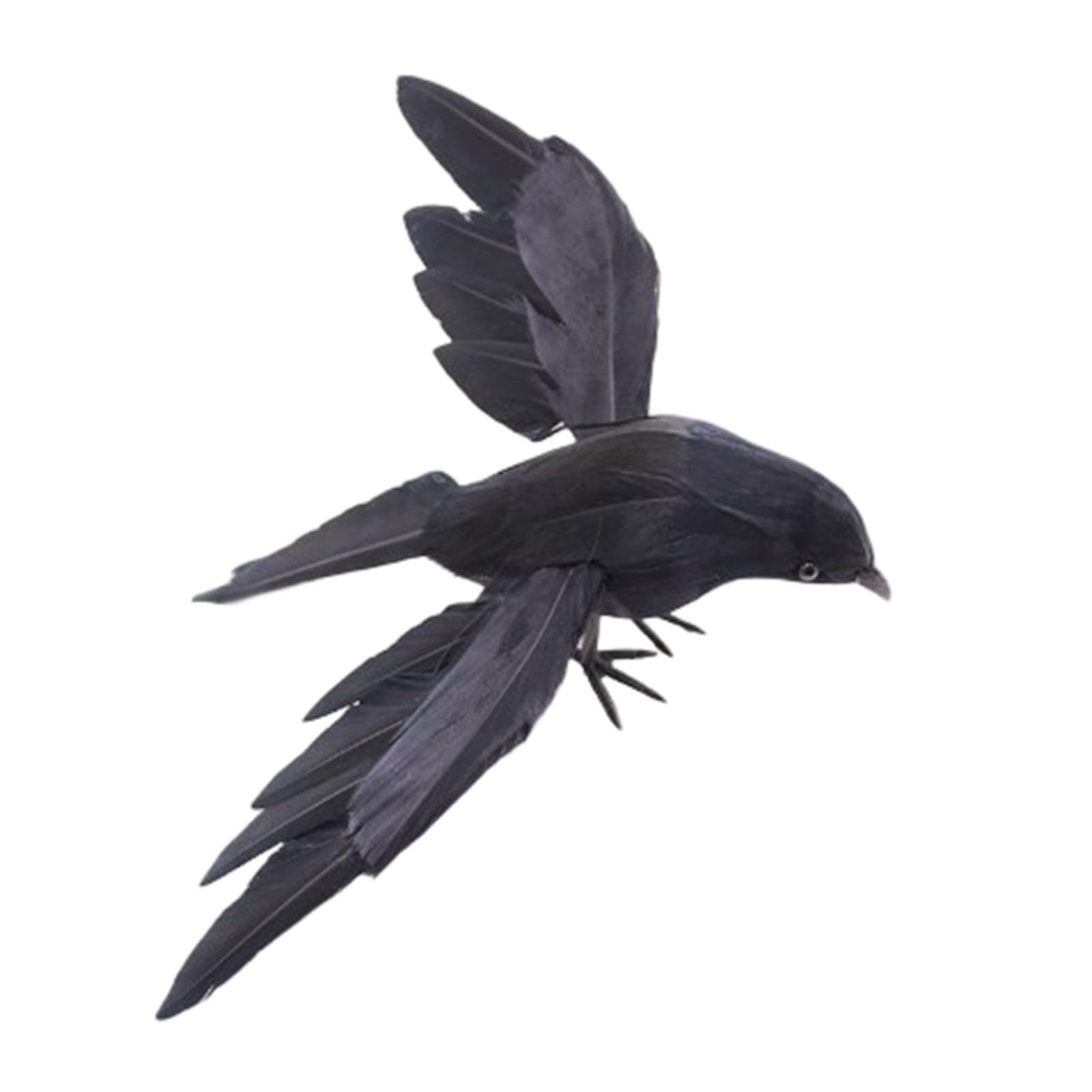 Décoration Effrayante à Plumes Corbeau Halloween Réaliste à Plumes - Déco Effrayante Pour Maison & Jardin - 15 Cm Décoration Jardin Effrayante