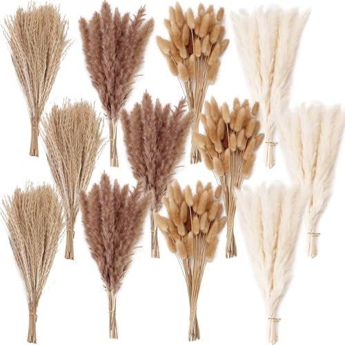 300 PCS Dried Flower Bouquet – Pampas Grass, Floral Decor for Hom...