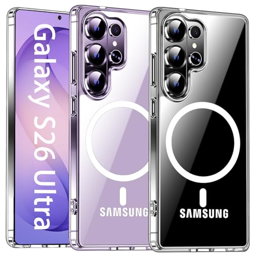 AFENGBOX Magnetic Case for Samsung Galaxy S26 Ultra,Ultra Thin Phone Case with Camera Bumper [Compatible with Magsafe] Shockproof Protective Cover for Galaxy S 26 Ultra 2026,Clear