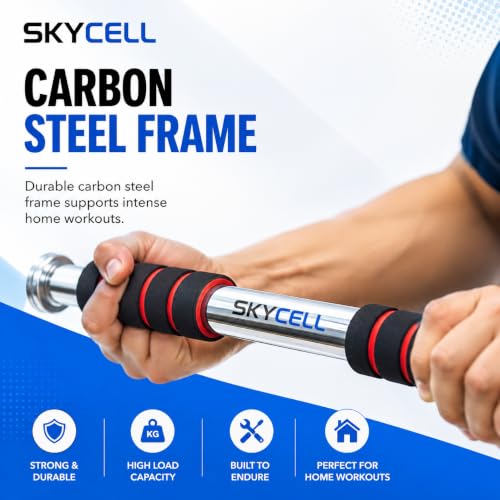 Image of SKYCELL Heavy Duty Door & Wall Mounted Pull Up Bar for Home Workout - Steel Coat Multi-Grip Pull-Up Bar EasyFit Alternative