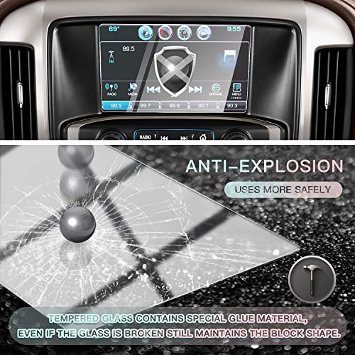 Image of CDEFG for 2014-2020 2021 Silverado 1500HD 2500HD 3500HD MyLink Car Navigation Touch Screen Protector, HD Clear TEMPERED GLASS 9H Scratch Resistance (8 Inch)