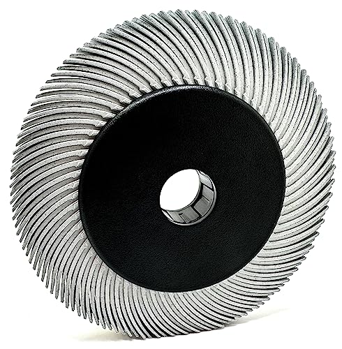 Image of Radial Bristle Brush, 6 in x 1 /2 in x 1 in 120 Grit (White) with Adapter, Type C Curved Bristle (Pack of 1)